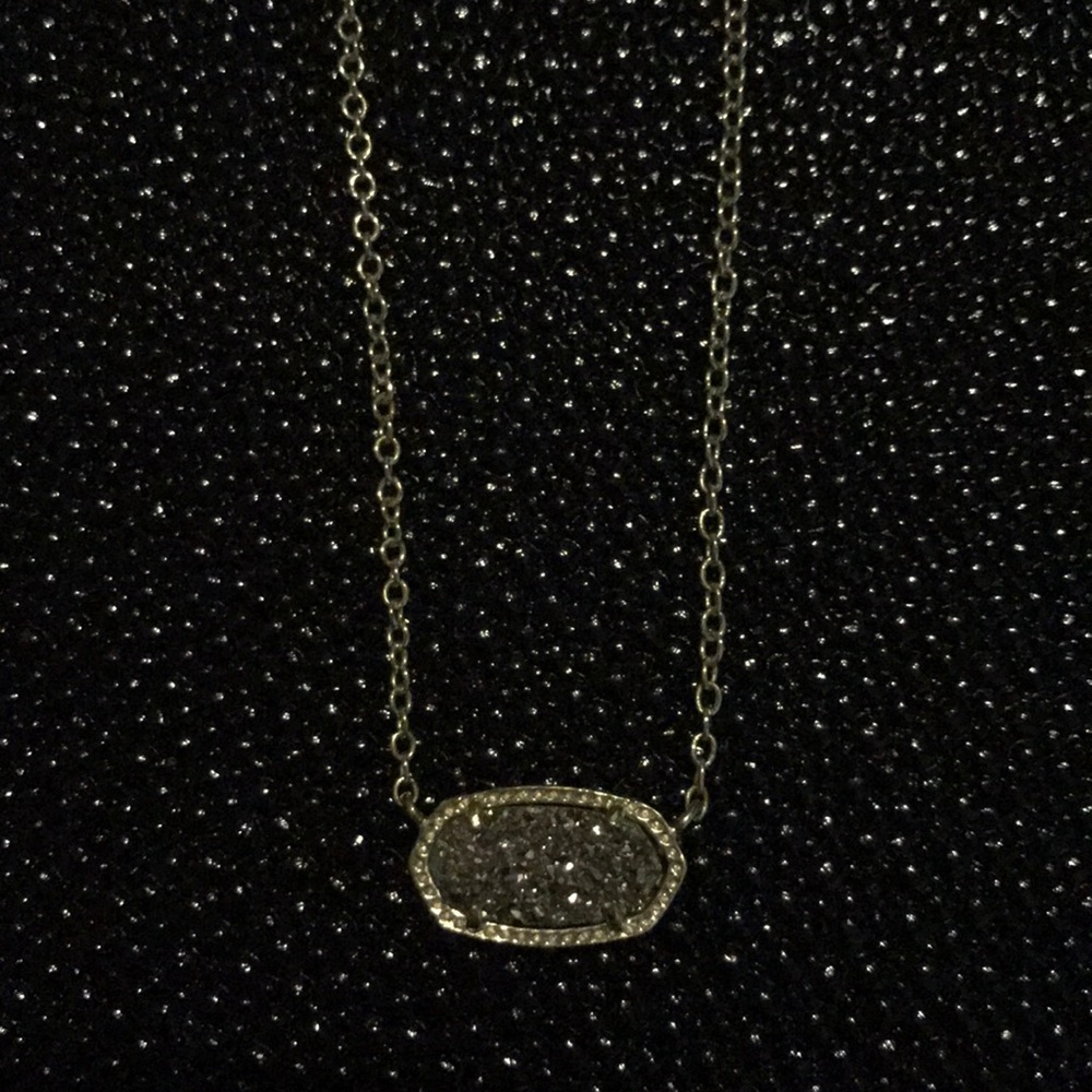Elisa Gold Pendant in Platinum Druzy